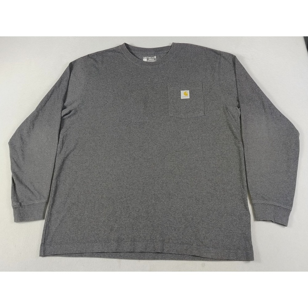 Carhartt Pocket Shirt Mens Large Gray Long Sleeve Relaxed Fit Workwear Tee